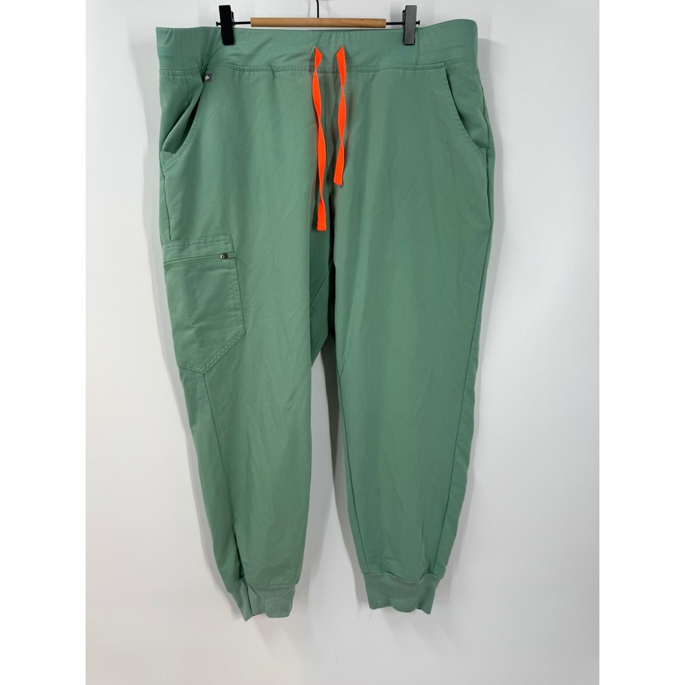 FIGS Zamora Jogger Scrub Pants Womens XXL Petite Green‎ Neon Orange W18SW2005P